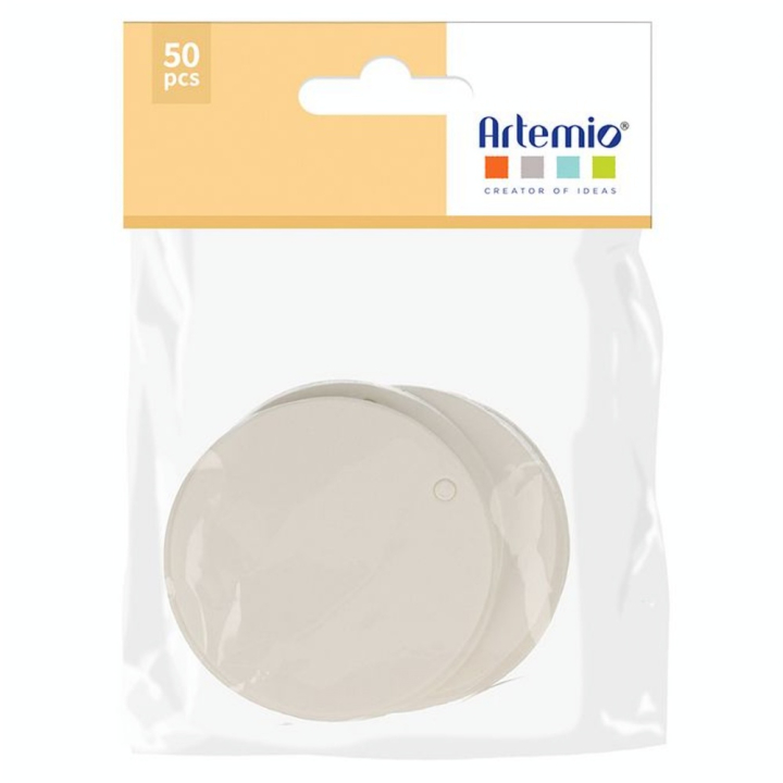 Étiquette Ronde Kraft ø 4.5 cm 50 pcs Blanc - Artemio - Rougier et Plé
