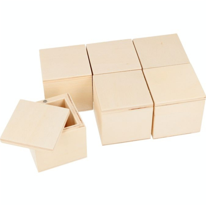 Boîte en bois 5 cm 6 pcs Carrée - Artemio - Rougier et Plé