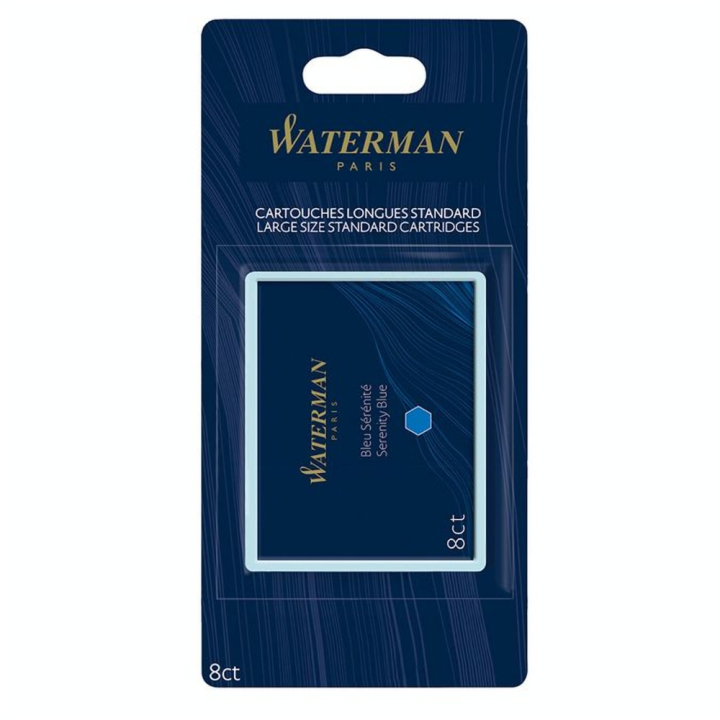 Cartouche d'encre longue 8 pcs Bleu sérénité - Waterman - Rougier et Plé