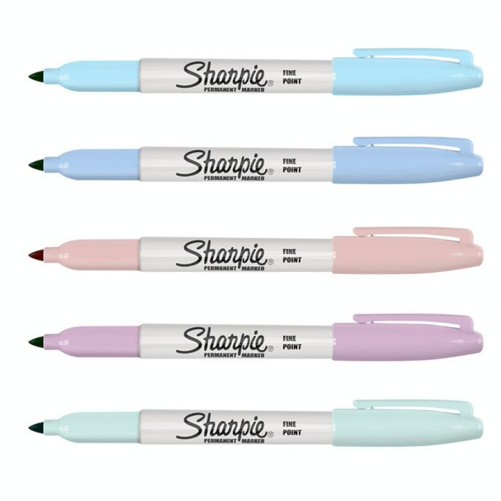 Marqueur Permanent Pointe Fine 5 Couleurs Pastel - Sharpie - Rougier et Plé