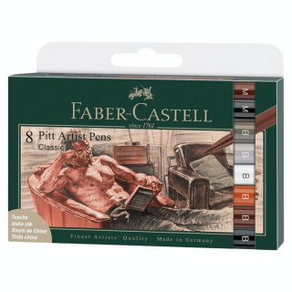 Feutres Pitt Artist Pen 8 pcs Classique - Faber-Castell - Rougier et Plé