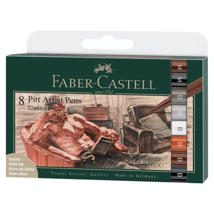 Feutres Pitt Artist Pen 8 pcs Classique - Faber-Castell - Rougier et Plé