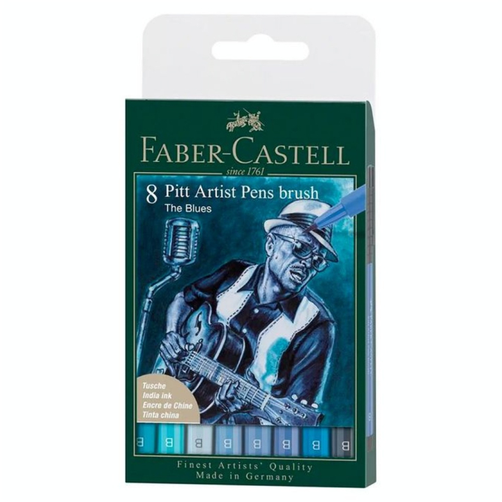 Feutres Pitt Artist Pen 8 pcs Le Blues - Faber-Castell - Rougier et Plé