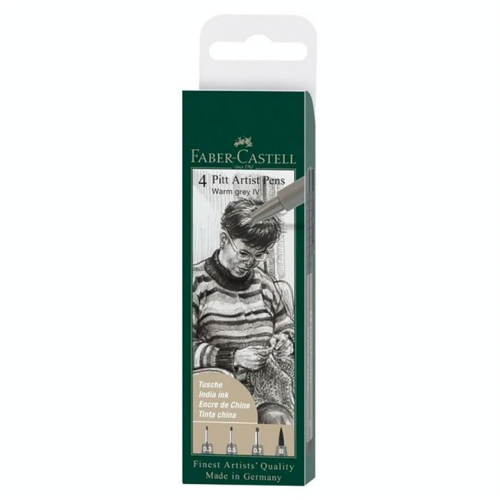 Feutres Pitt Artist Pen 4 pcs Gris chaud - Faber-Castell - Rougier et Plé