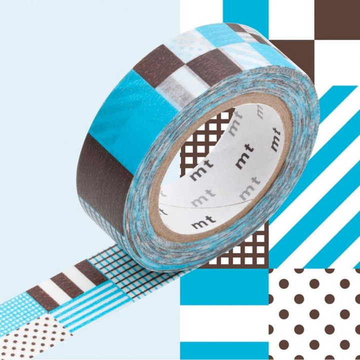 Masking Tape 7 m x 15 mm Rayé Carré Mix Blue - Masking Tape mt - Rougier et Plé