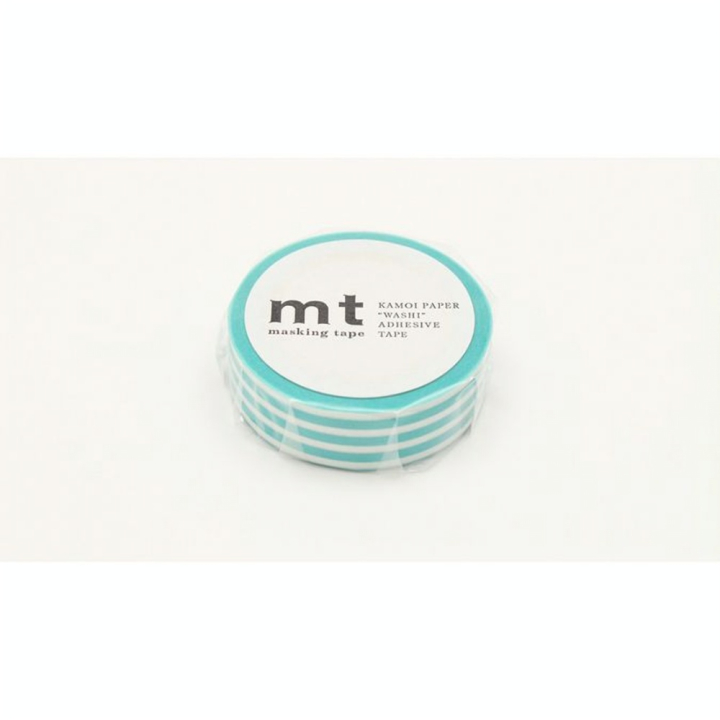 Masking Tape 7 m x 15 mm Lignes Bleu Lagon - Masking Tape mt - Rougier et Plé