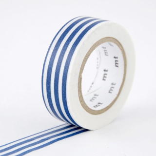 Masking Tape 7 m x 15 mm Lignes Indigo - Masking Tape mt - Rougier et Plé