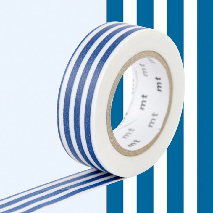Masking Tape 7 m x 15 mm Lignes Indigo - Masking Tape mt - Rougier et Plé
