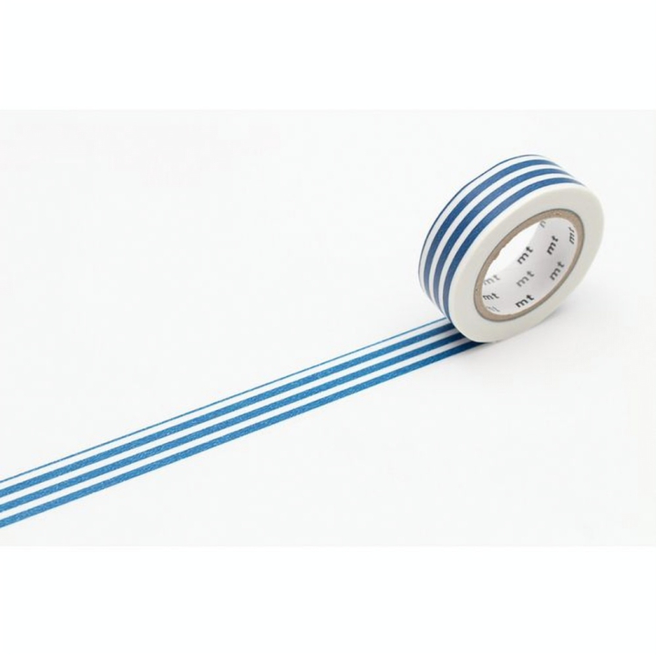 Masking Tape 7 m x 15 mm Lignes Indigo - Masking Tape mt - Rougier et Plé
