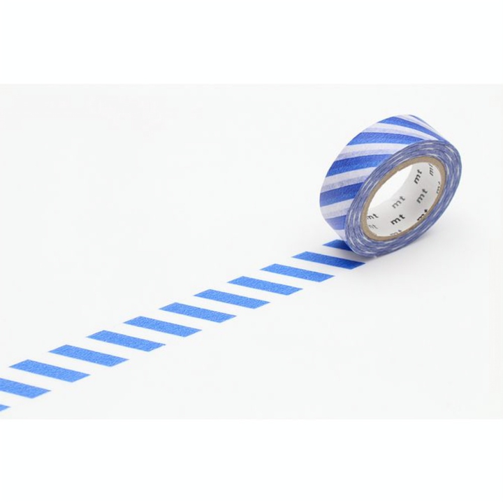 Masking Tape 7 m x 15 mm Rayures Bleu Gris Bleu - Masking Tape mt - Rougier et Plé