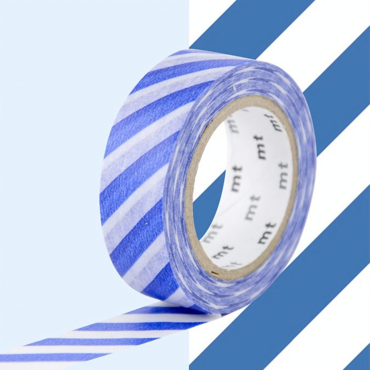 Masking Tape 7 m x 15 mm Rayures Bleu Gris Bleu - Masking Tape mt - Rougier et Plé
