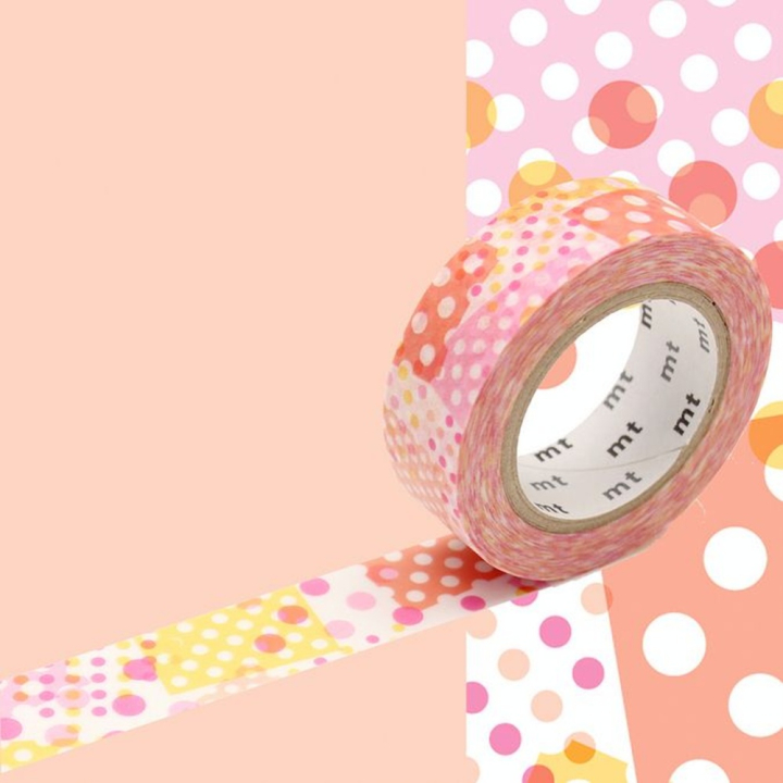 Masking Tape 7 m x 15 mm Collage Pois Rose - Masking Tape mt - Rougier et Plé