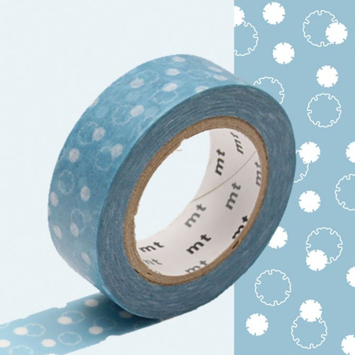 Masking Tape 7 m x 15 mm Fleur de coton Bleu - Masking Tape mt - Rougier et Plé