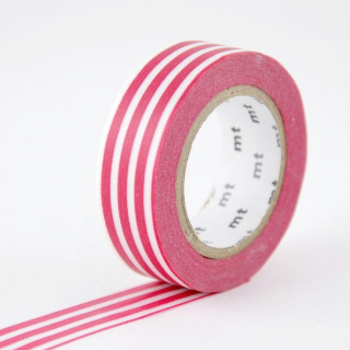 Masking Tape 7 m x 15 mm Lignes Framboise - Masking Tape mt - Rougier et Plé