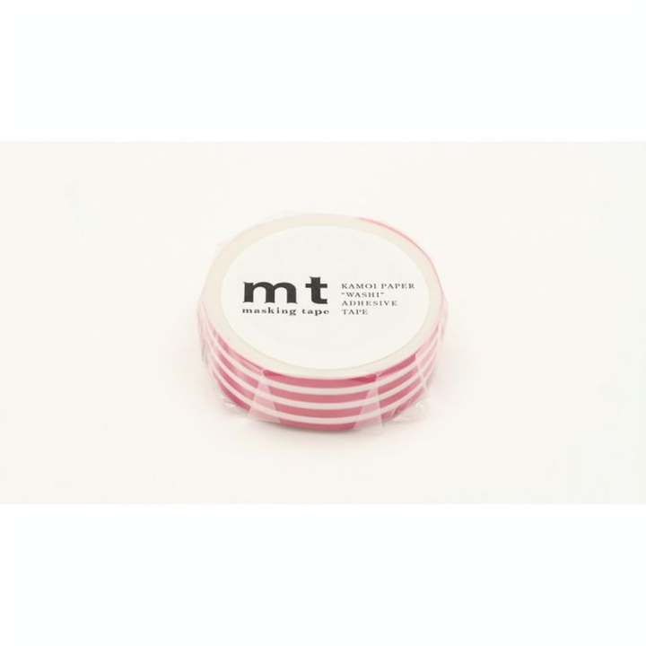 Masking Tape 7 m x 15 mm Lignes Framboise - Masking Tape mt - Rougier et Plé
