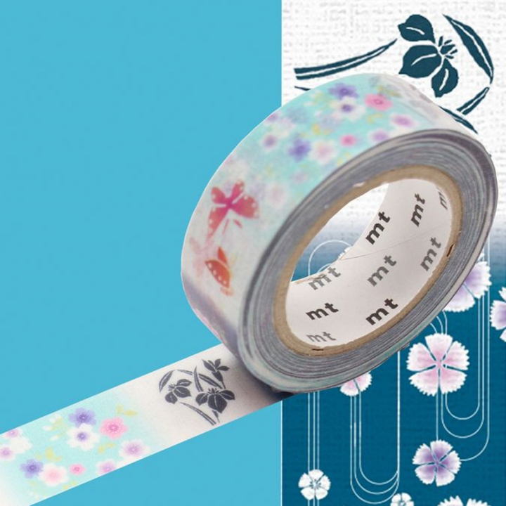 Masking Tape 7 m x 15 mm Kimono Papillons & Fleurs Yukuta - Masking Tape mt - Rougier et Plé