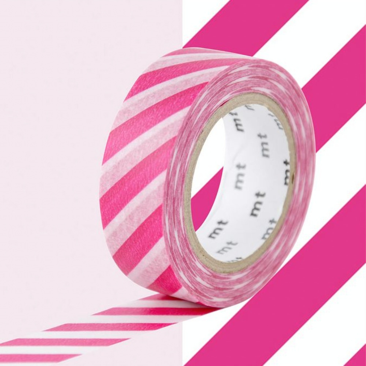 Masking Tape 7 m x 15 mm Rayures Fuchsia - Masking Tape mt - Rougier et Plé