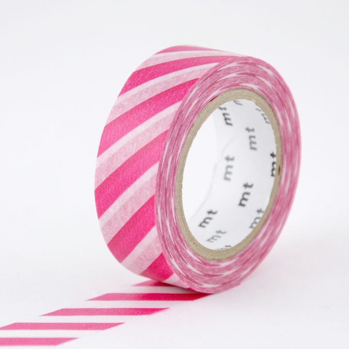 Masking Tape 7 m x 15 mm Rayures Fuchsia - Masking Tape mt - Rougier et Plé