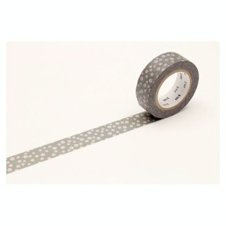 Masking Tape 7 m x 15 mm Fleurs Roses Fond Gris - Masking Tape mt - Rougier et Plé