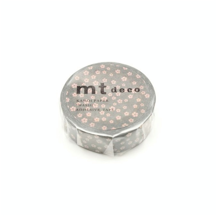 Masking Tape 7 m x 15 mm Fleurs Roses Fond Gris - Masking Tape mt - Rougier et Plé