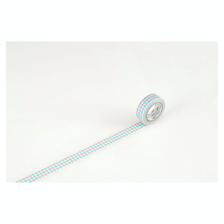 Masking Tape 7 m x 15 mm Petits Carrés Rose & Vert - Masking Tape mt - Rougier et Plé