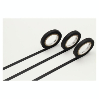 Masking Tape Slim 7 m x 6 mm 3 pcs Uni Noir Mat - Masking Tape mt - Rougier et Plé