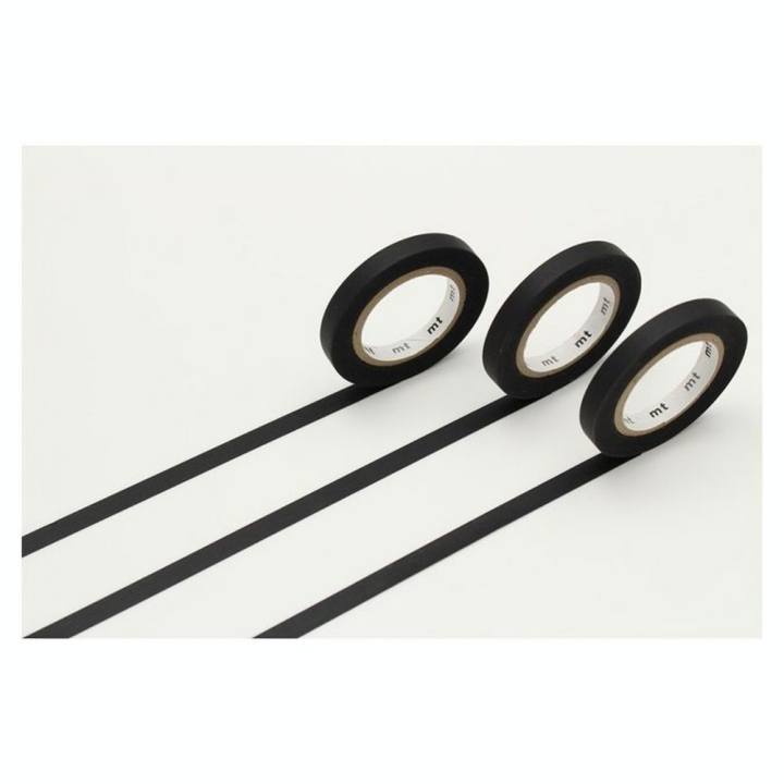 Masking Tape Slim 7 m x 6 mm 3 pcs Uni Noir Mat - Masking Tape mt - Rougier et Plé