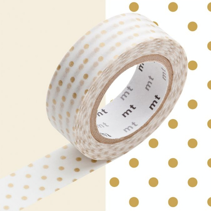 Masking Tape 7 m x 15 mm Mini Pois Or - Masking Tape mt - Rougier et Plé