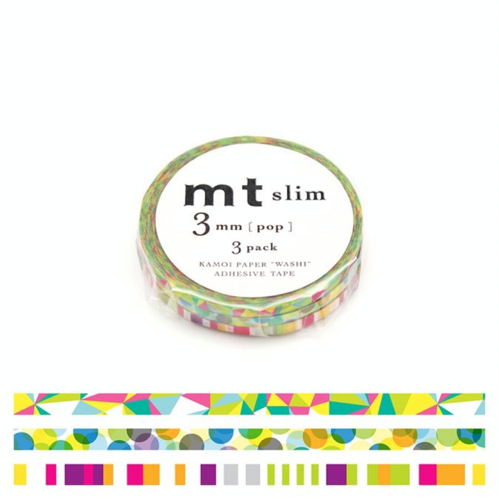 Masking Tape Slim 7 m x 3 mm Pop 3 pcs - Masking Tape mt - Rougier et Plé