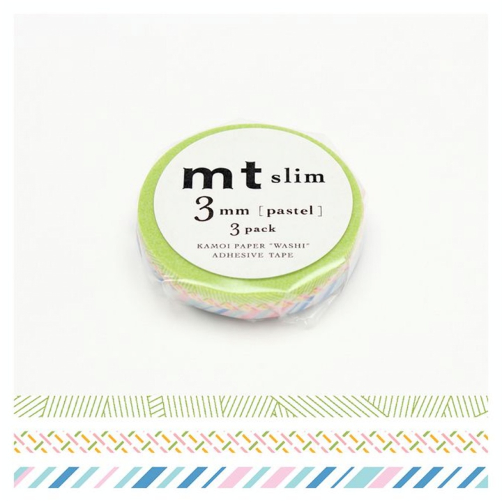 Masking Tape Slim 7 m x 3 mm Pastel 3 pcs - Masking Tape mt - Rougier et Plé