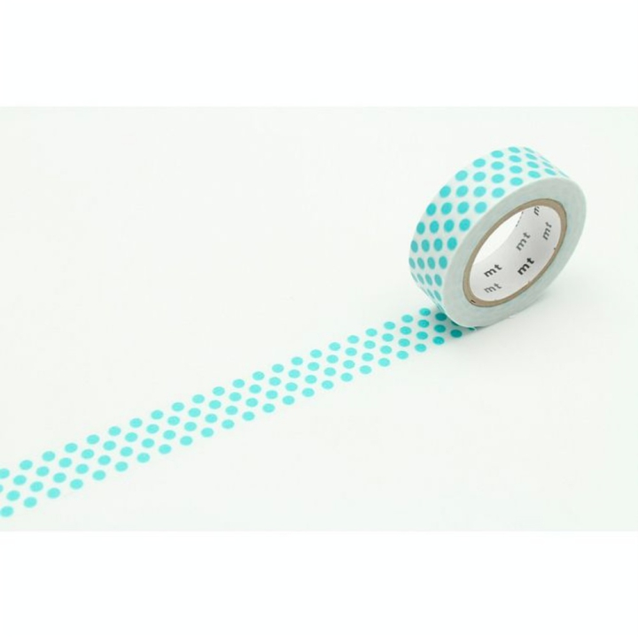 Masking Tape 7 m x 15 mm Pois Bleu Lagon - Masking Tape mt - Rougier et Plé