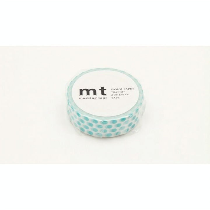Masking Tape 7 m x 15 mm Pois Bleu Lagon - Masking Tape mt - Rougier et Plé