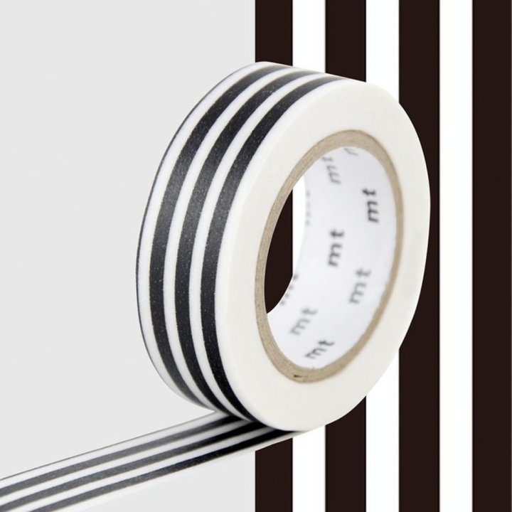 Masking Tape 7 m x 15 mm Lignes Noir - Masking Tape mt - Rougier et Plé