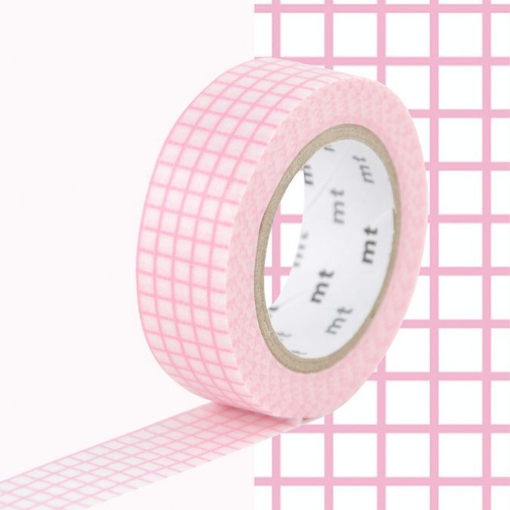 Masking Tape 7 m x 15 mm Quadrillé Rose - Masking Tape mt - Rougier et Plé