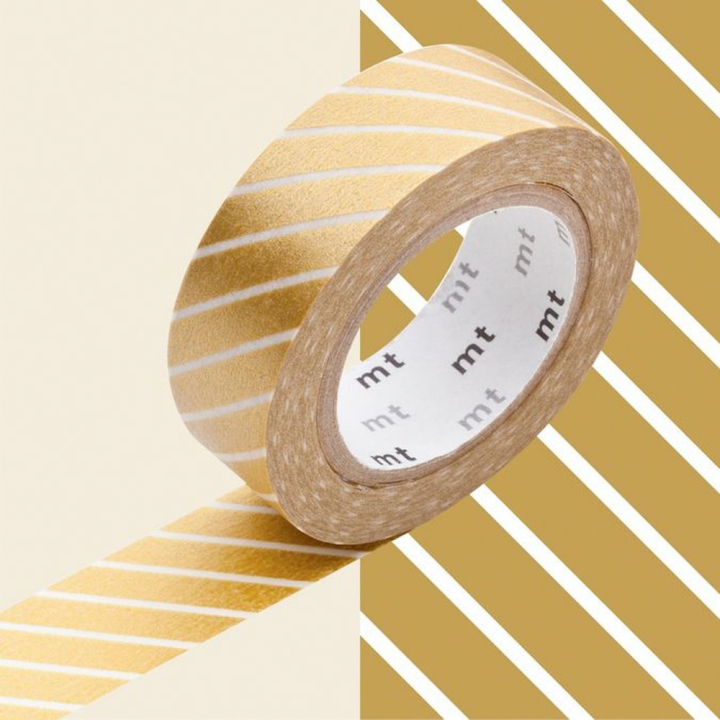 Masking Tape 7 m x 15 mm Rayé Or - Masking Tape mt - Rougier et Plé