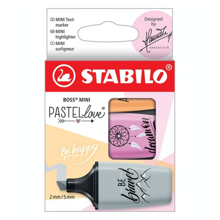 Surligneur BOSS MINI Pastellove 2.0 Set 3 couleurs n°1 - STABILO - Rougier et Plé