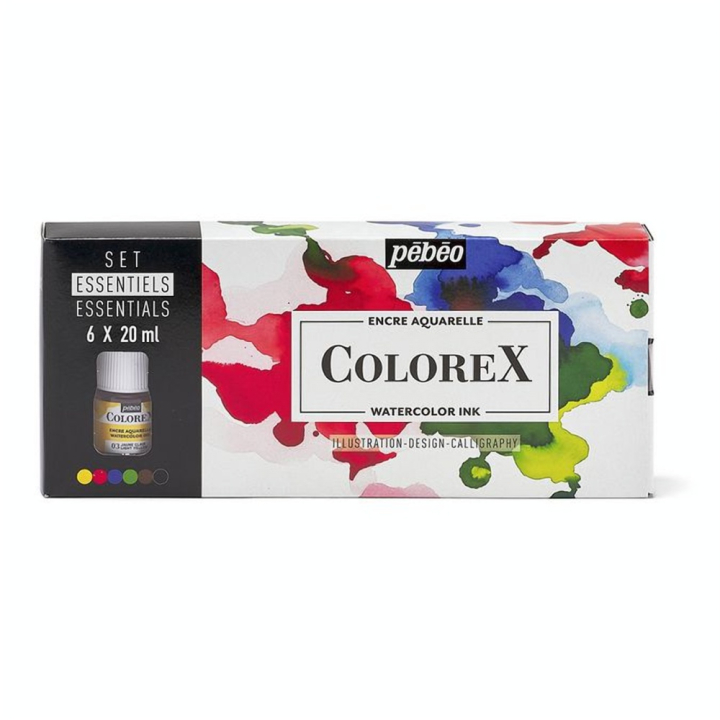 Encre aquarelle Colorex Set Essentiels 6 x 20 ml - Pébéo - Rougier et Plé