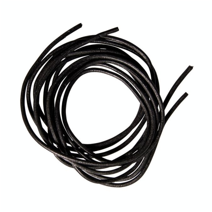 Lanières Rondes en Cuir de bœuf ø 2 mm x 100 cm Noir 2 pcs - Rayher - Rougier et Plé