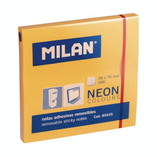 Bloc de 100 Notes Adhésives 76 x 76 mm Orange Fluo - MILAN - Rougier et Plé