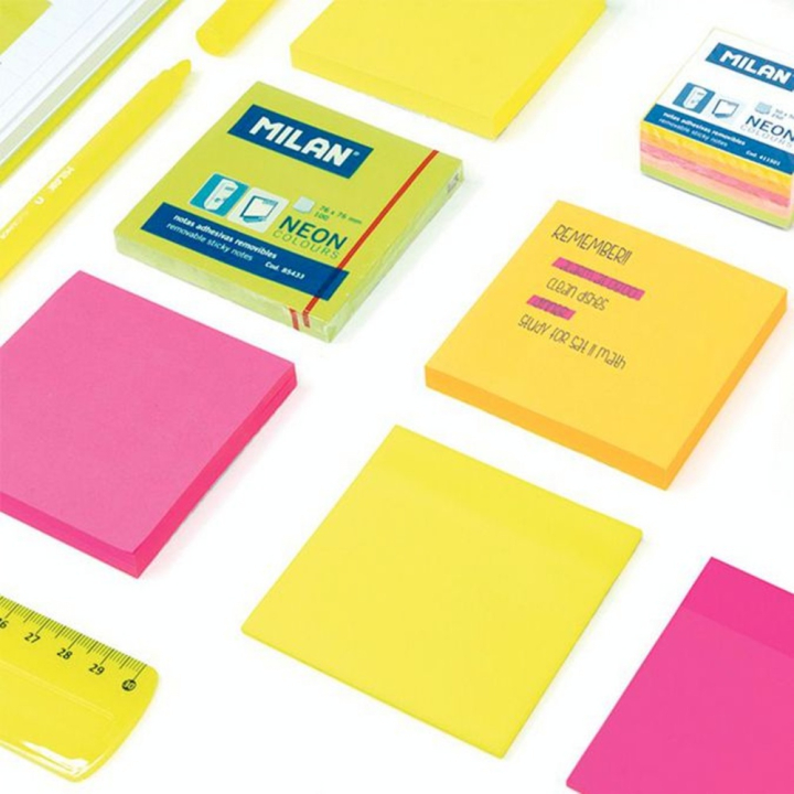 Bloc de 100 Notes Adhésives 76 x 76 mm Orange Fluo - MILAN - Rougier et Plé