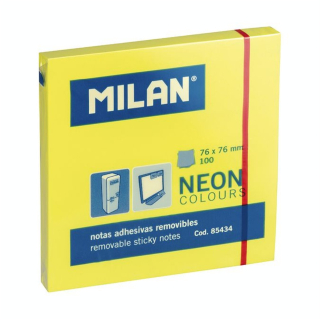 Bloc de 100 Notes Adhésives 76 x 76 mm Jaune Fluo - MILAN - Rougier et Plé