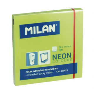 Bloc de 100 Notes Adhésives 76 x 76 mm Vert Fluo - MILAN - Rougier et Plé