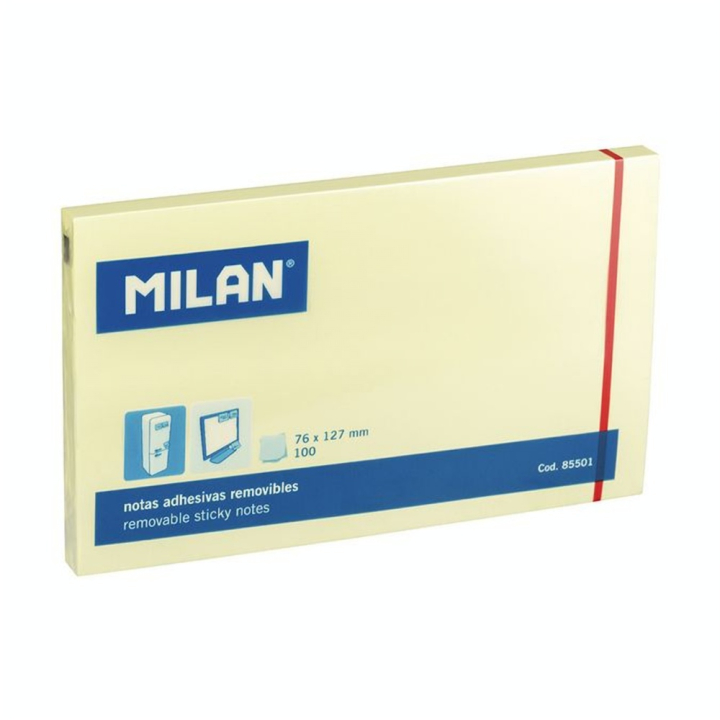 Bloc de 100 Notes Adhésives 76 x 127 mm Jaune - MILAN - Rougier et Plé