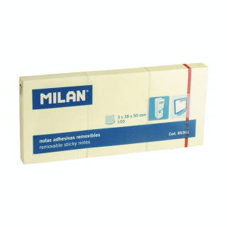 Bloc de Notes Adhésives 38 x 50 mm 3 x 100 pcs Jaunes - MILAN - Rougier et Plé