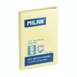 Bloc de 100 Notes Adhésives 50 x 76 mm Jaune - MILAN - Rougier et Plé
