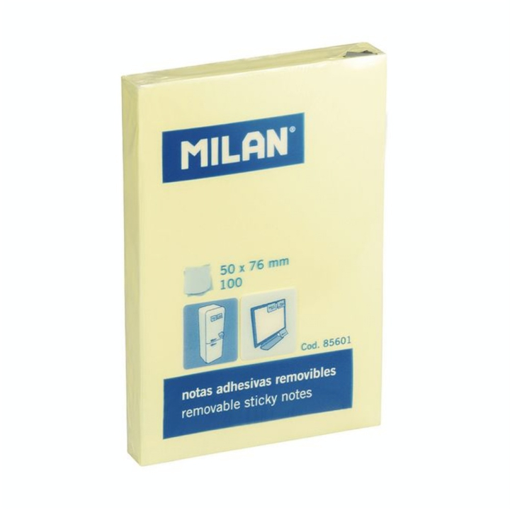 Bloc de 100 Notes Adhésives 50 x 76 mm Jaune - MILAN - Rougier et Plé