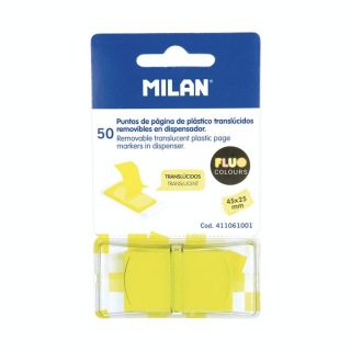 Marque-Pages Transparents avec Distributeur 50 pcs Jaune Fluo - MILAN - Rougier et Plé