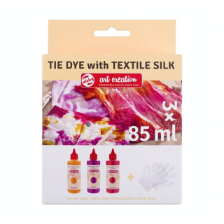 Teinture Soie Tie & Dye 3 x 85 ml Kit Rose - Talens Art Creation - Rougier et Plé