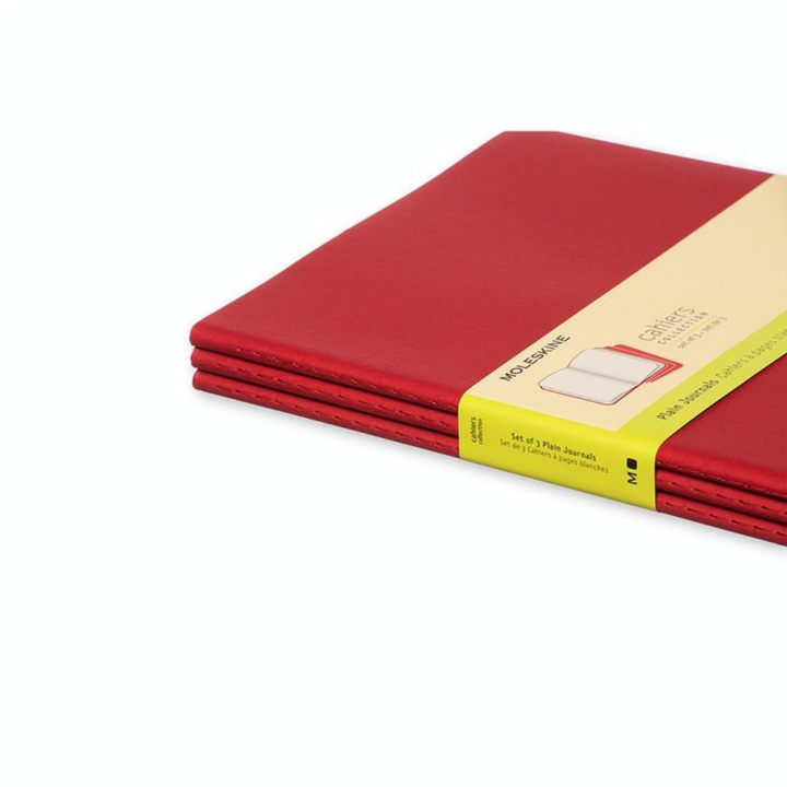 Cahier Pages Blanches 19 x 26 cm Rouge Canneberge Lot de 3 - Moleskine - Rougier et Plé