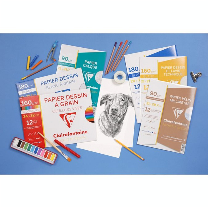 Papier Dessin Blanc à Grain 180 g/m² Pochette - Clairefontaine - Rougier et Plé